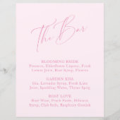Elegantes Minimal Blush Pink Brautparty Bar Menü (Vorderseite)