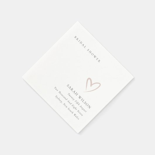 Elegantes Minimal Blush Pink Brautparty Serviette (Ecke)