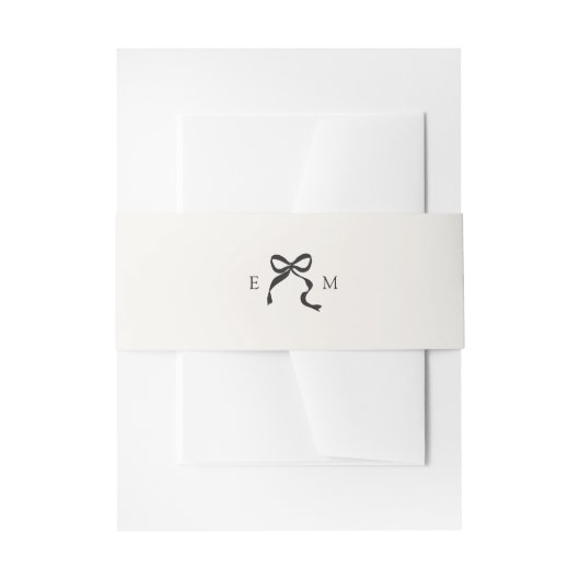 Elegantes Minimal Bow Wedding Monogram Einladungsbanderole (Vorderseite Beispiel)