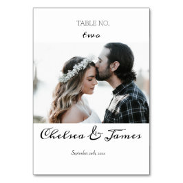 Elegantes Minimal Calligraphy Foto Tischnummer