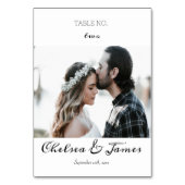 Elegantes Minimal Calligraphy Foto Tischnummer (Rückseite)