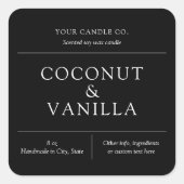 Elegantes Minimal Candle Label Quadratischer Aufkleber (Vorderseite)
