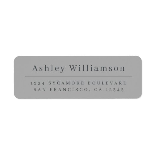 Elegantes Minimal Chic Graue Rücksendeadresse-Labe (Vorne)
