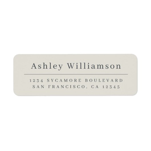 Elegantes Minimal Chic Graue Rücksendeadresse-Labe (Vorne)