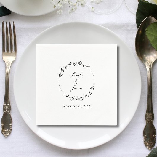 Elegantes Minimal Custom Rustic Leaf Wedding Paper Serviette