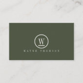 Elegantes Minimal Dunkelgrünes Monogramm Visitenkarte (Vorderseite)