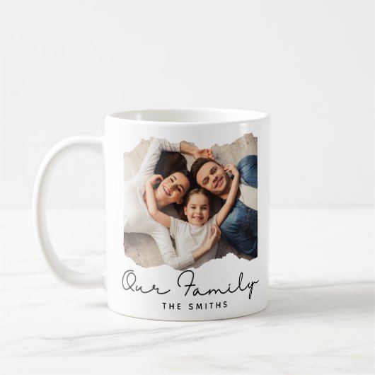 Elegantes Minimal Family Foto Kaffeetasse (Links)