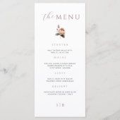 Elegantes Minimal Floral Rose Wedding Menu Menükarte (Vorderseite)