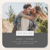 Elegantes Minimal-Foto Hochzeit speichern Sie das Rechteckiger Pappuntersetzer (Vorderseite)