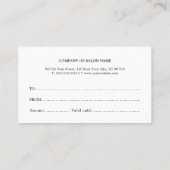 Elegantes Minimal-Geschenkgutschein Rabattkarte (Rückseite)