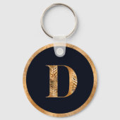Elegantes Minimal Gold & Black Personalisiert Mono Schlüsselanhänger (Vorderseite)