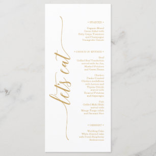 Elegantes Minimal Gold Wedding Brautparty Menü Menükarte