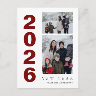 Elegantes Minimal Happy New Year Family 2 Foto Feiertagspostkarte