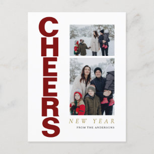 Elegantes Minimal Happy New Year Family 2 Foto Feiertagspostkarte