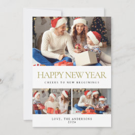 Elegantes Minimal Happy New Year Family Foto Feiertagskarte