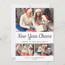 Elegantes Minimal Happy New Year Family Foto Feiertagskarte