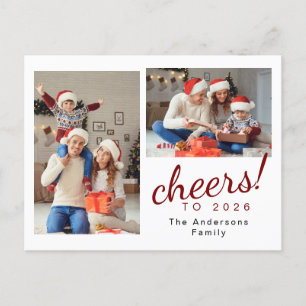 Elegantes Minimal Happy New Year Family Foto Feiertagspostkarte