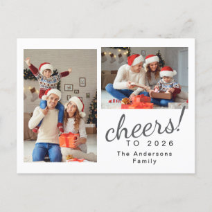 Elegantes Minimal Happy New Year Family Foto Feiertagspostkarte