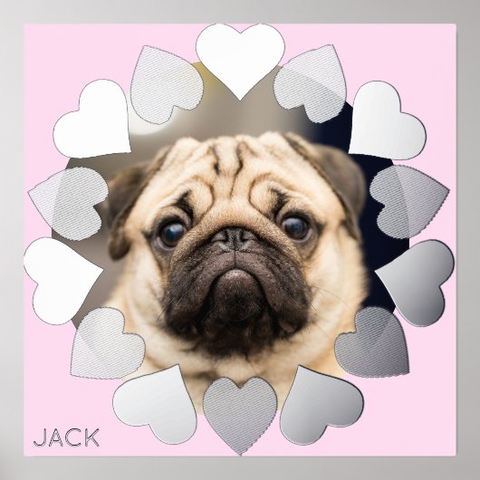 Elegantes Minimal Heart Foto Name Foliendrucke (Vorderseite)