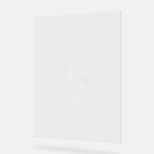 Elegantes Minimal Kalligraphie Begrüßungszeichen Acrylschild (Winkel)