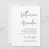Elegantes Minimal Lässiges Script Foto Hochzeit Einladung (Vorderseite)