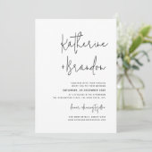 Elegantes Minimal Lässiges Script Foto Hochzeit Einladung (Stehend Vorderseite)