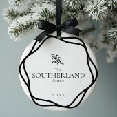 Elegantes Minimal Leaf Foliage Black & White Foto Keramik Ornament