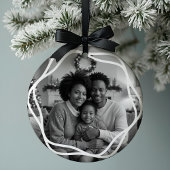 Elegantes Minimal Leaf Foliage Black & White Foto Keramik Ornament