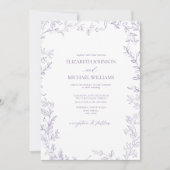 Elegantes Minimal Leaf Lavender Foto Hochzeit Einladung (Vorderseite)