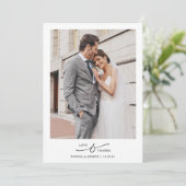 Elegantes Minimal Liebes- und Dankeschön-Hochzeits Dankeskarte (Stehend Vorderseite)