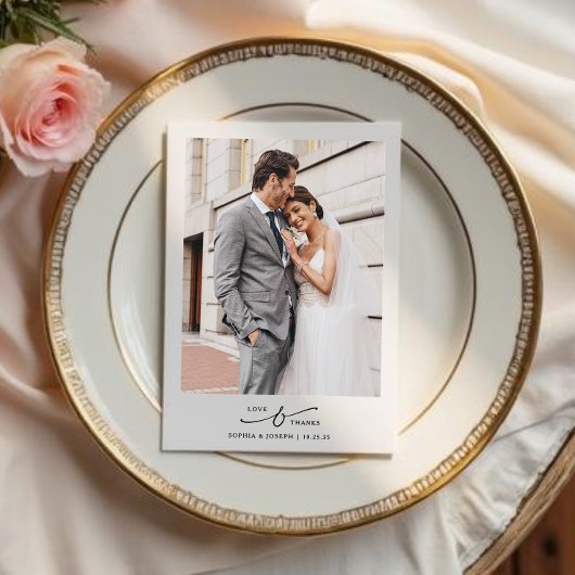 Elegantes Minimal Liebes- und Dankeschön-Hochzeits Dankeskarte