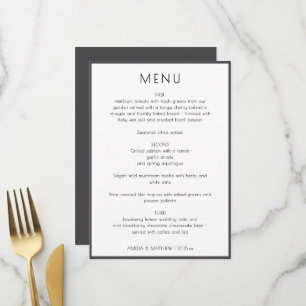 Elegantes Minimal Modern Weiß Einfaches Hochzeitsd Menükarte