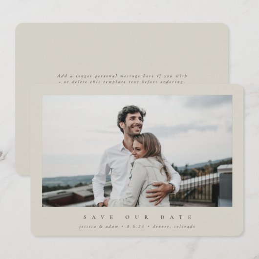Elegantes Minimal Modernes Single Fotograf Save The Date (Vorne/Hinten)
