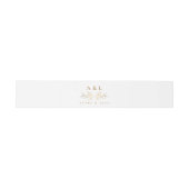 Elegantes Minimal-Monogram-White-Hochzeit-Wappen Einladungsbanderole (Flach)