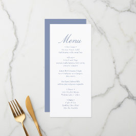Elegantes Minimal-Monogramm Blaue Hochzeit Menükarte