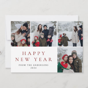 Elegantes Minimal New Year Cheers Family 4 Foto Feiertagskarte