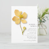 Elegantes Minimal Pressed Wildblume Foto Hochzeit Einladung (Stehend Vorderseite)