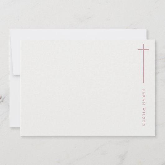 Elegantes Minimal Rosa Typografie Foto Taufe Einladung (Rückseite)