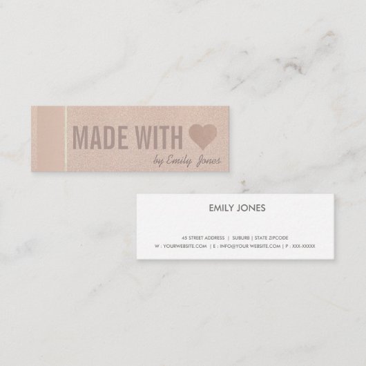 ELEGANTES MINIMAL-ROSE-GOLD MIT LIEBE MINI VISITENKARTE (Vorne/Hinten)