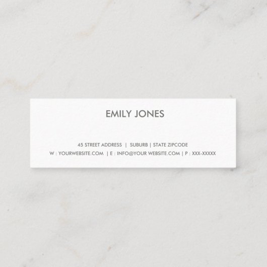 ELEGANTES MINIMAL-ROSE-GOLD MIT LIEBE MINI VISITENKARTE (Rückseite)