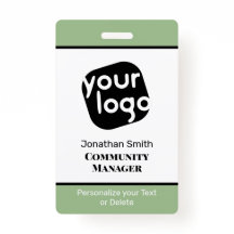 Elegantes Minimal Sage Green Custom Staff ID Abzei