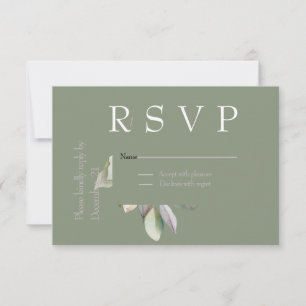 Elegantes minimal salbeigrün RSVP karte