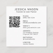 Elegantes Minimal-Script-Kalligrafie Monogram-Foto Quadratische Visitenkarte (Rückseite)