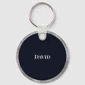 Elegantes Minimal Silver & Black Custom Monogram Schlüsselanhänger (Rückseite)