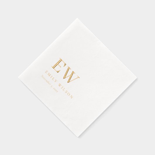 Elegantes Minimal Topography Custom Monogram Servietten Mit Folie (Rechts)