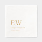 Elegantes Minimal Topography Custom Monogram Servietten Mit Folie (Vorderseite)