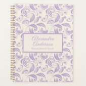Elegantes Minimal Violet Blätter Muster Swirl Skri Planer (Vorderseite)