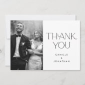 Elegantes Minimal Wedding Foto Danke Karte (Vorderseite)