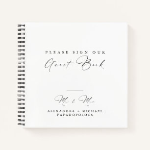 Elegantes Minimal Wedding Guest Book Notizblock