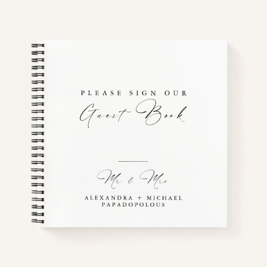 Elegantes Minimal Wedding Guest Book Notizblock (Vorderseite)